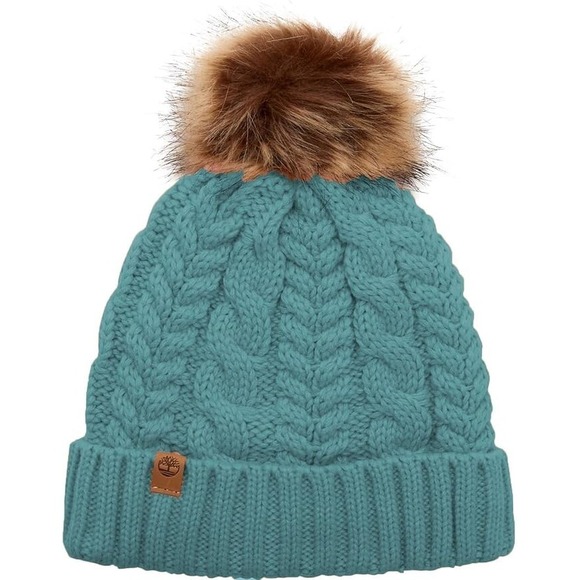 Timberland Accessories - Timberland Women`s Cable Knit Cuff Pom Beanie OSFM NEW